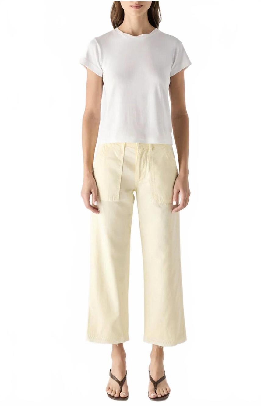 NEW AMO easy army slouch crop pants in blondie